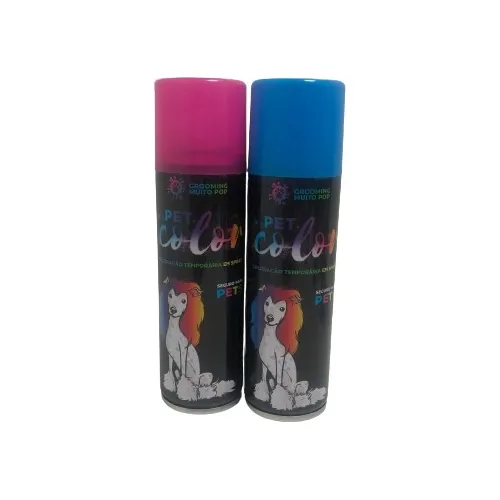 2 Tintas Spray Pet Temporária Para Cães/gatos - Rosa E Azul