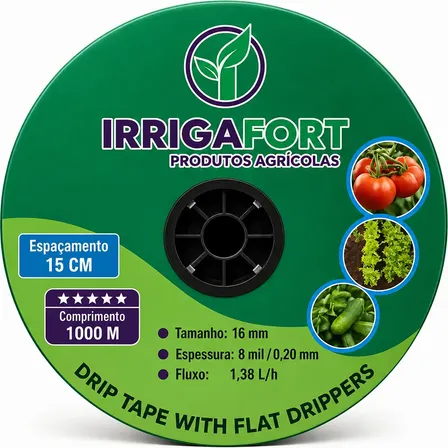 Mangueira Gotejadora Irrigafort 16mm 1000m Resistente Preto 15