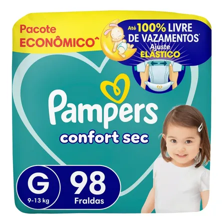 Fraldas Pampers Confort Sec Tamanho G 98 Unidades Sem Gênero