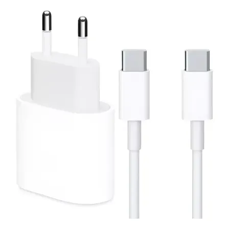 Cargador Original Para iPhone 15/16/17 Apple 20w + C A C 1mt Blanco