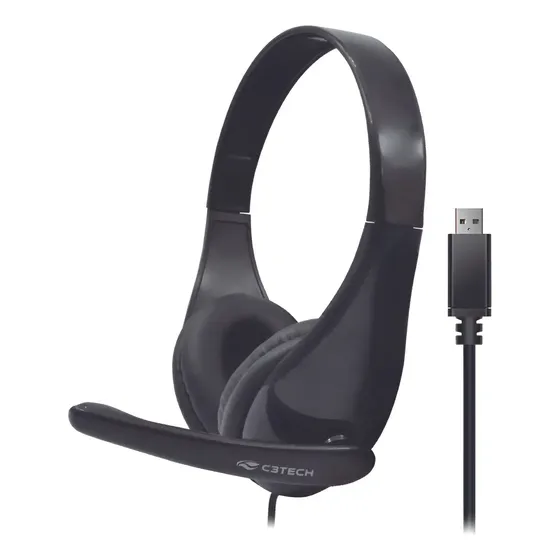 Headset Over-Ear Gamer C3Tech Ph-340bk USB Preto com Microfone