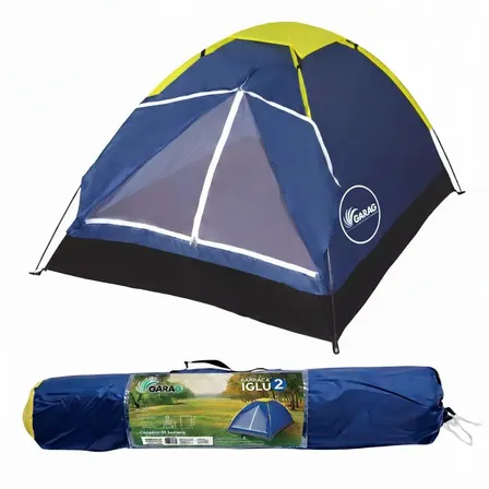 Barraca Camping 2 Pessoas Impermeável Com Bolsa Iglu Garag Azul
