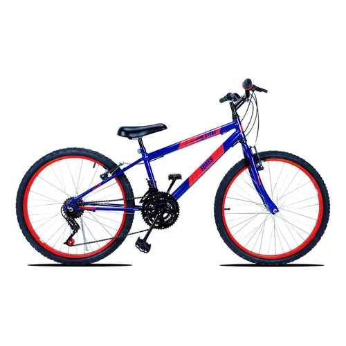 Bicicleta Infanto Juvenil Aro 24 Maculina 18v Volt Menino Azul