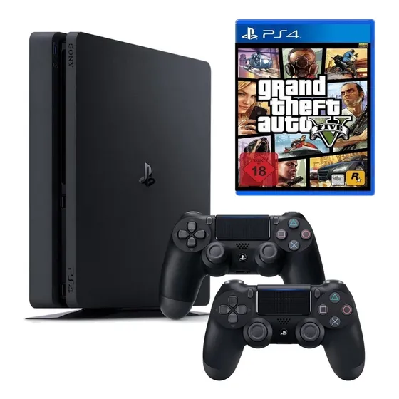 Sony Playstation 4 500gb Grand Theft Auto V  Cor Preto Onyx Two Controllers