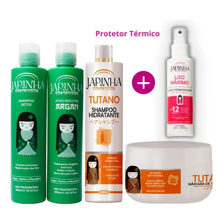 Kit Progressiva Orgânica Sem Formol Japinha Cosméticos Antifrizz 5 Peças