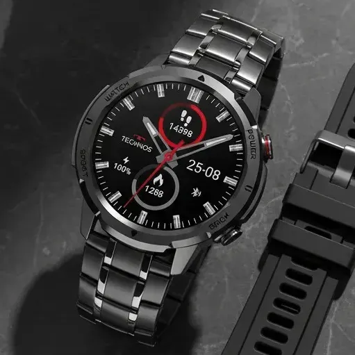 Smartwatch Technos Connect Sports Call Masculino com Pulseiras de Aço e Silicone e Resistência à Águ