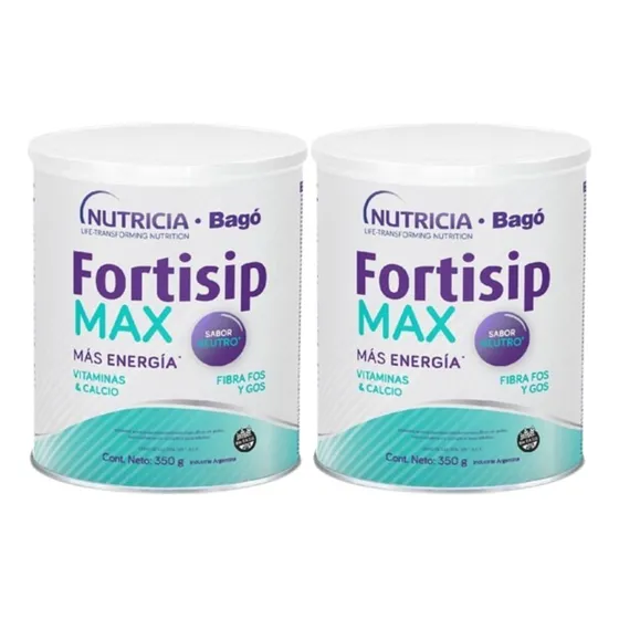 Fortisip Max Maxima Energia Neutro Combo X 2 Latas X 350 Gr. Sabor Sin Sabor