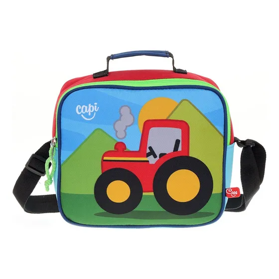 Lonchera Bolso Termico Escolar Tractor Para Niño Marca Capi