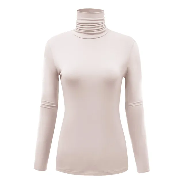 Auhegn Camiseta Manga Larga Ligera Cuello Alto Para Mujer