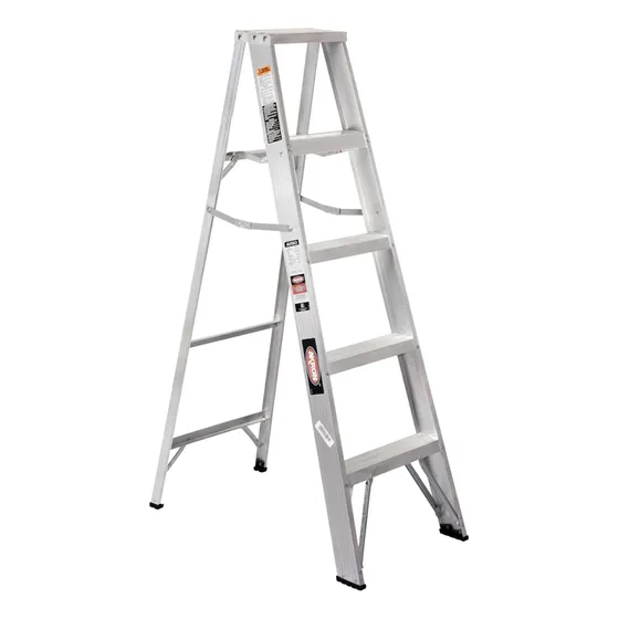 Escalera De Tijera Aluminio Akron 4 Escalones Tipolll 150kg Color Plateado