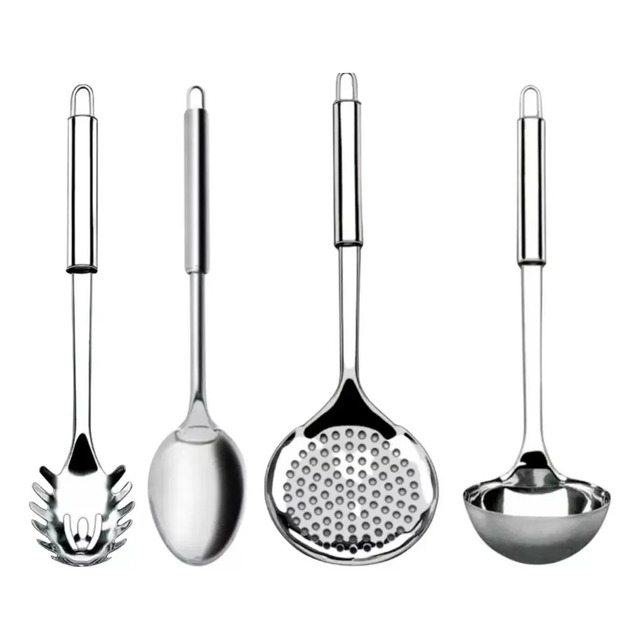 Kit 4 utensilios inox para cozinha