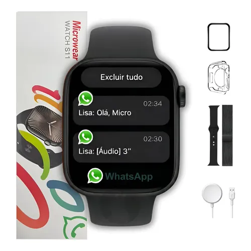 Smartwatch Inteligente Compativel iPhone 6 7 8 11 15 Pro Max Caixa