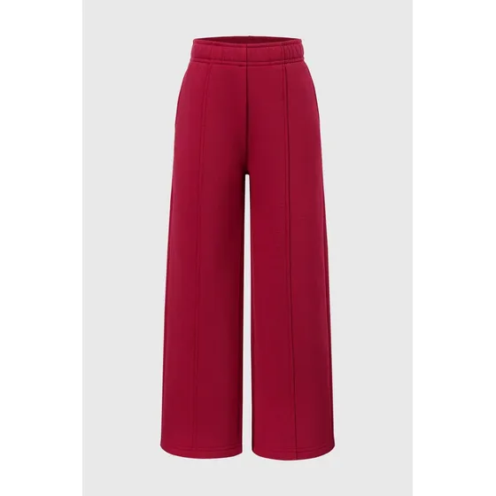 Pantalón Buzo Niña Wide Leg Burdeo