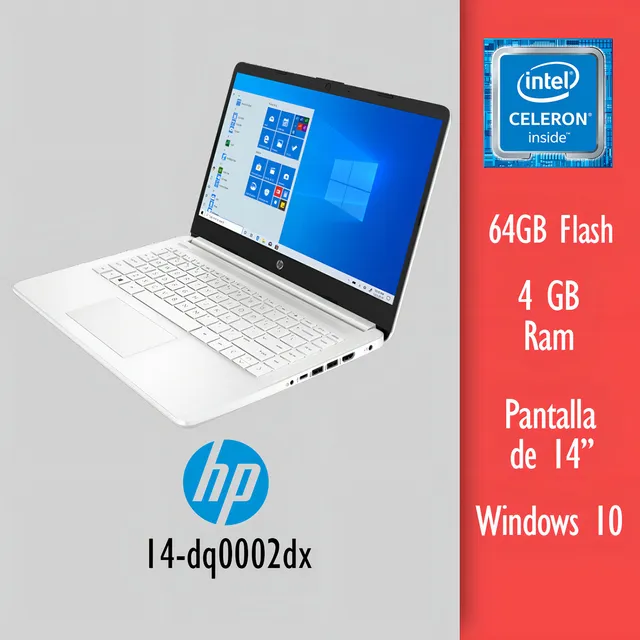 Hp 14-dq0002dx 14 Celeron 4gb Ram 64gb Ssd White Fact A B