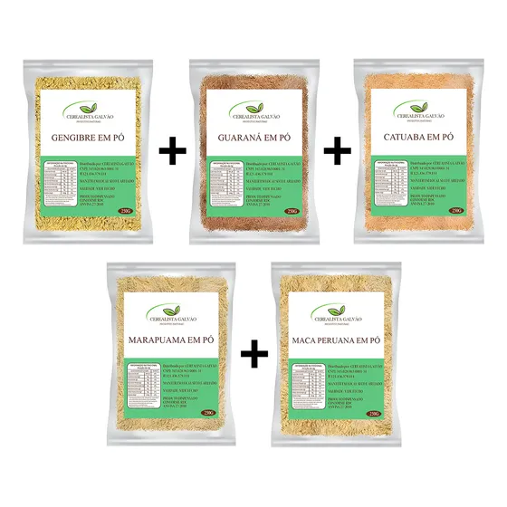 Gengibre + Guaraná + Catuaba + Marapuama + Maca Peruana 250g Sabor Natural