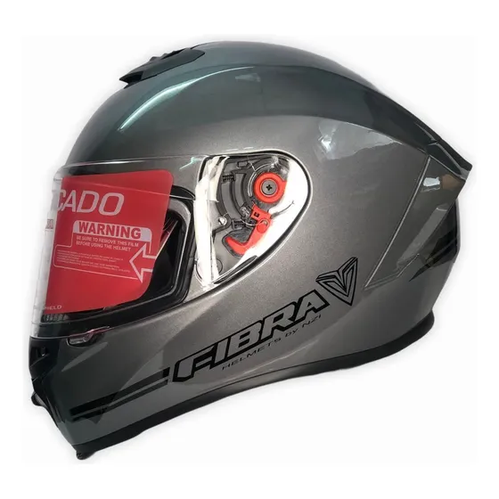 Casco Para Moto Fibra Nzi Giga Gris Brillo Gris Claro Solido M