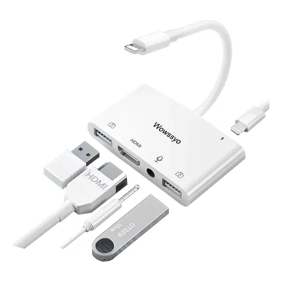Adaptador Hdmi Otg Lightning Multipuertos Para iPhone / iPad
