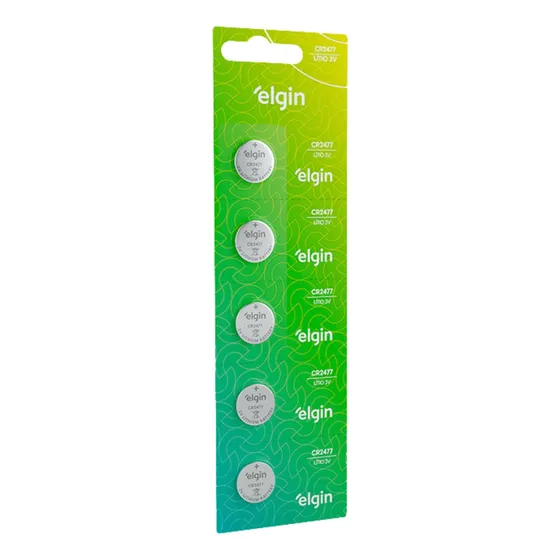 Bateria Moeda Cr2477 3v Pilha Lithium Elgin Com 5 Unidades