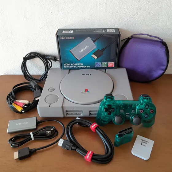 Playstation 1 Fat Com 2 Jogos E Adaptador Hdmi Play 1 Ps1 Psone