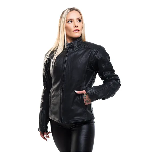 Campera Cuero Moto Stav Lady Style Protection Shock Control
