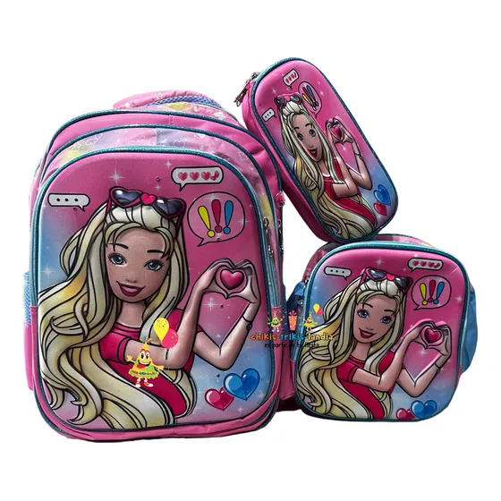 Kit De Mochila 3d Lonchera Y Lapicera, Varios Personajes Combo Primaria 3 Pz Mochilas Económicas Escolares Niña O Niño
