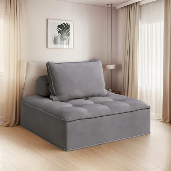 Sala Modular Seccional Sillon Ocasional Sofa Agusto Color Gris oscuro