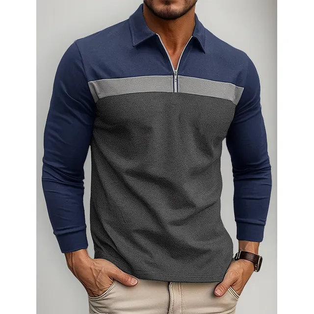 Polo De Golf De Manga Larga Con Cremallera Para Hombre