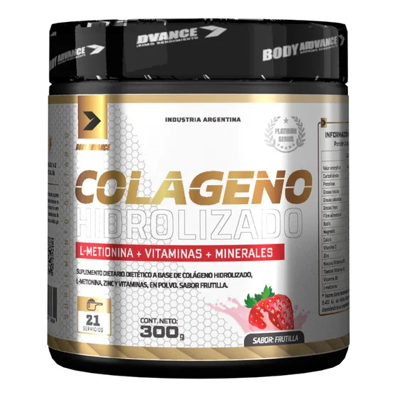 Colágeno Hidrolizado Bebible 300gr Body Advance Zinc Vit Sabor Frutilla