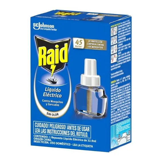 Insecticida Raid Líquido Eléctrico Repuesto 45 Noches