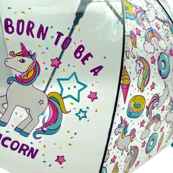 Paraguas Infantil 84cm Transparente Automático Promo 4 Unid