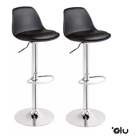 Set De 2 Sillas Altas Para Bar Barras De Cocina Desayunador Acabado De La Estructura Cromado Color Negro