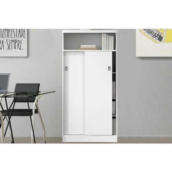 Armário Multiuso Lavanderia 528 C/ 2 Portas De Correr Branco