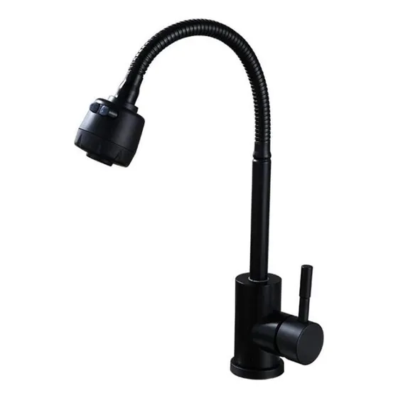 Grifo Cocina Negro 360° Giratorio Acerinox Fregadero C/f