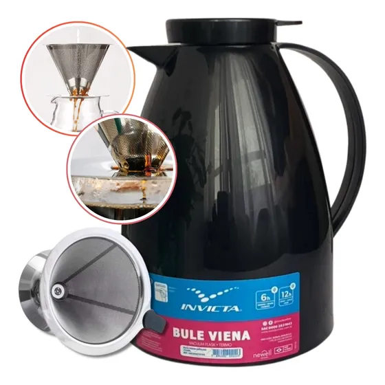 Kit Bule Térmico Café Chá Leite 750ml Invicta + Coador Inox