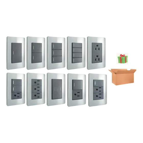 Pack 10 Pzas Placas Acero A5 Solaris Apagadores Y Contactos 