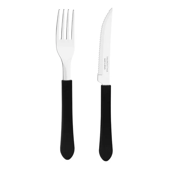 Tramontina Kit Restaurante 24 Talheres Garfo Faca Com Serra Buffet Cozinha Talher Mesa Jantar Almoço