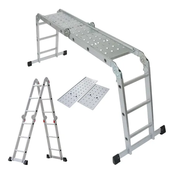 Escalera Tijera De Aluminio 12 Pasos Con Plataforma Mccraft