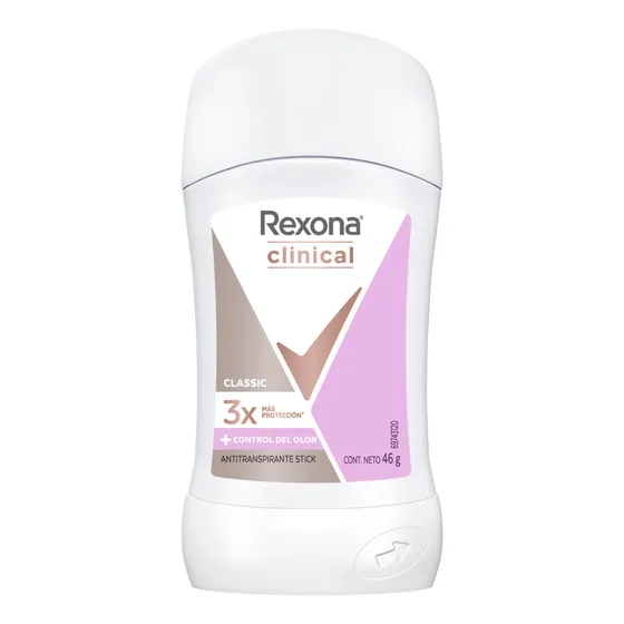 Rexona Antitranspirante En Barra Clinical Classic, Desodorante Para Mujer Con 96 Horas De Protección Contra El Sudor Excesivo Y El Mal Olor 46 G