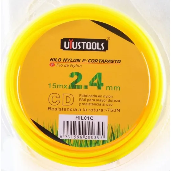 Hilo Nylon Redondo Para Orilladora Corta Pasto 15mx2.4mm