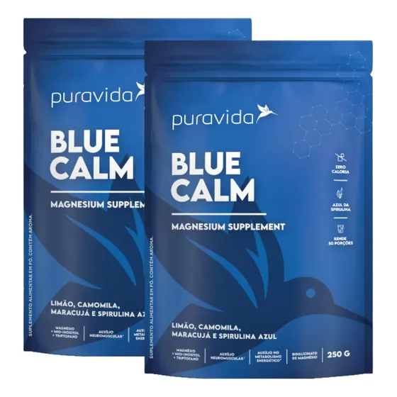 Kit 2x Blue Calm Magnésio Inositol Triptofano 250g Pura Vida