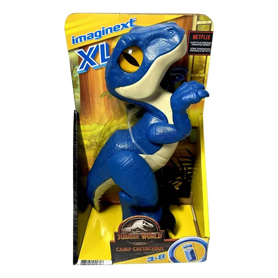 Brinquedo Boneco Articulado Imaginext Dinossauro Raptor - Azul - Jurassic World - Fisher Price