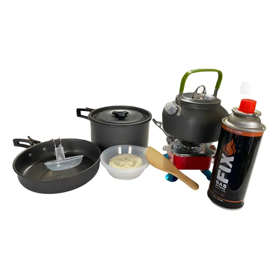 Kit Utensilios De Cocina + Cocinilla Para Acampar  Completo