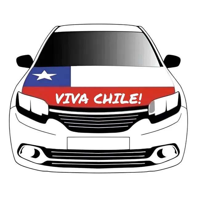Bandera Cubre Capot Auto Viva Chile Elastica Fechas Patrias