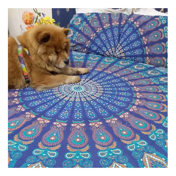 Colcha Indiana Casal Fronha Manta Estilo Boho Mandala Hippie