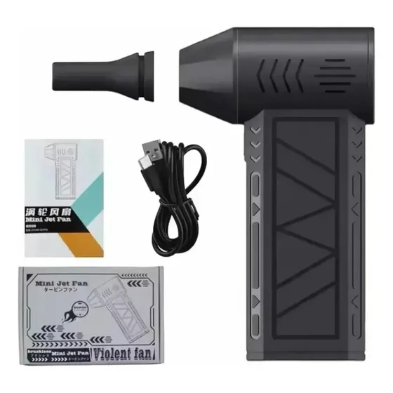 Mini Soplador Turbo Jet Inalámbrico Para Barberia, Fogata Negro