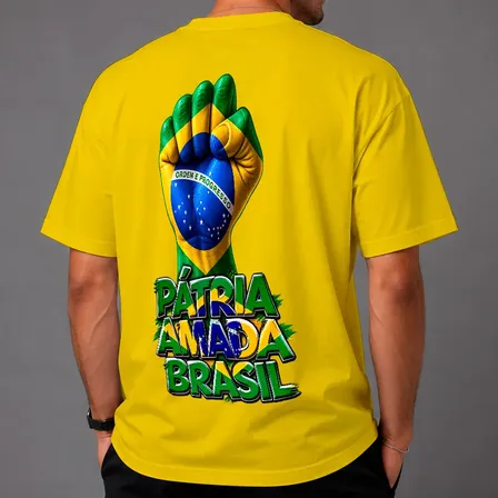 Camiseta Basica 22 O Brasil Tem Solução Patria Amada Ref5370 Amarelo Xg-eg