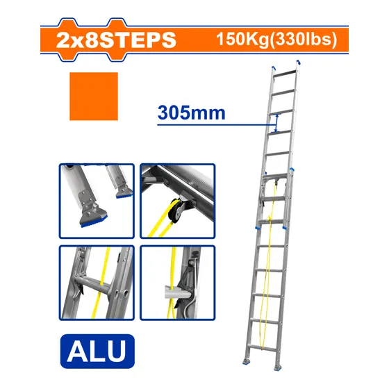 Escalera Extensible 2 X 8 Esc 2 Aluminio Wld8h16 Wadfow