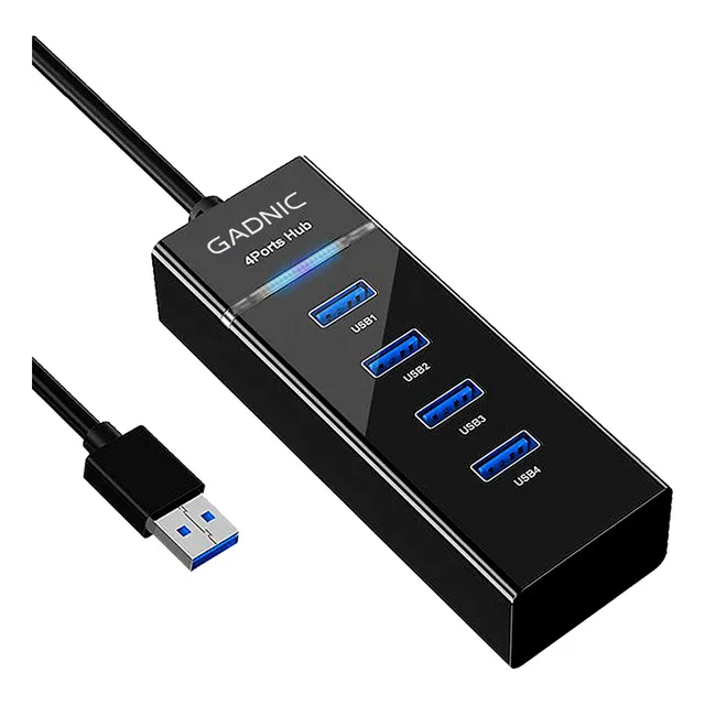 Hub Usb 4 Puertos 3.0 Multiplicador Indicador Led Cable 25cm