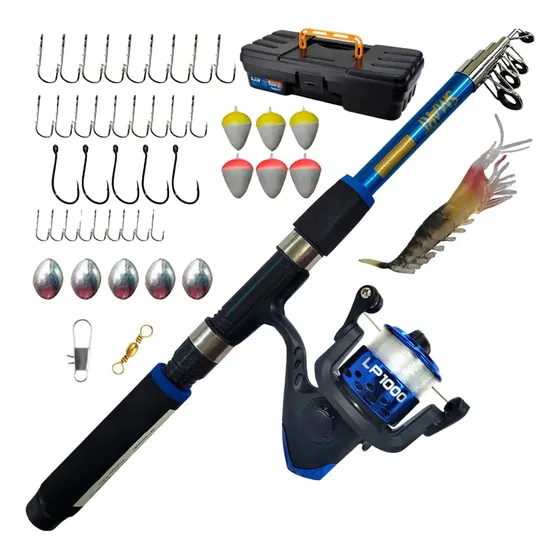 Kit De Pesca Vara + Molinete Maleta E Saquinho Jaú Fishing
