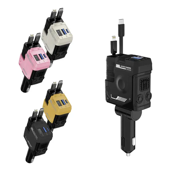 120w Fast Flash Cargador Coche 4 En 1 Para iPhone Y Android